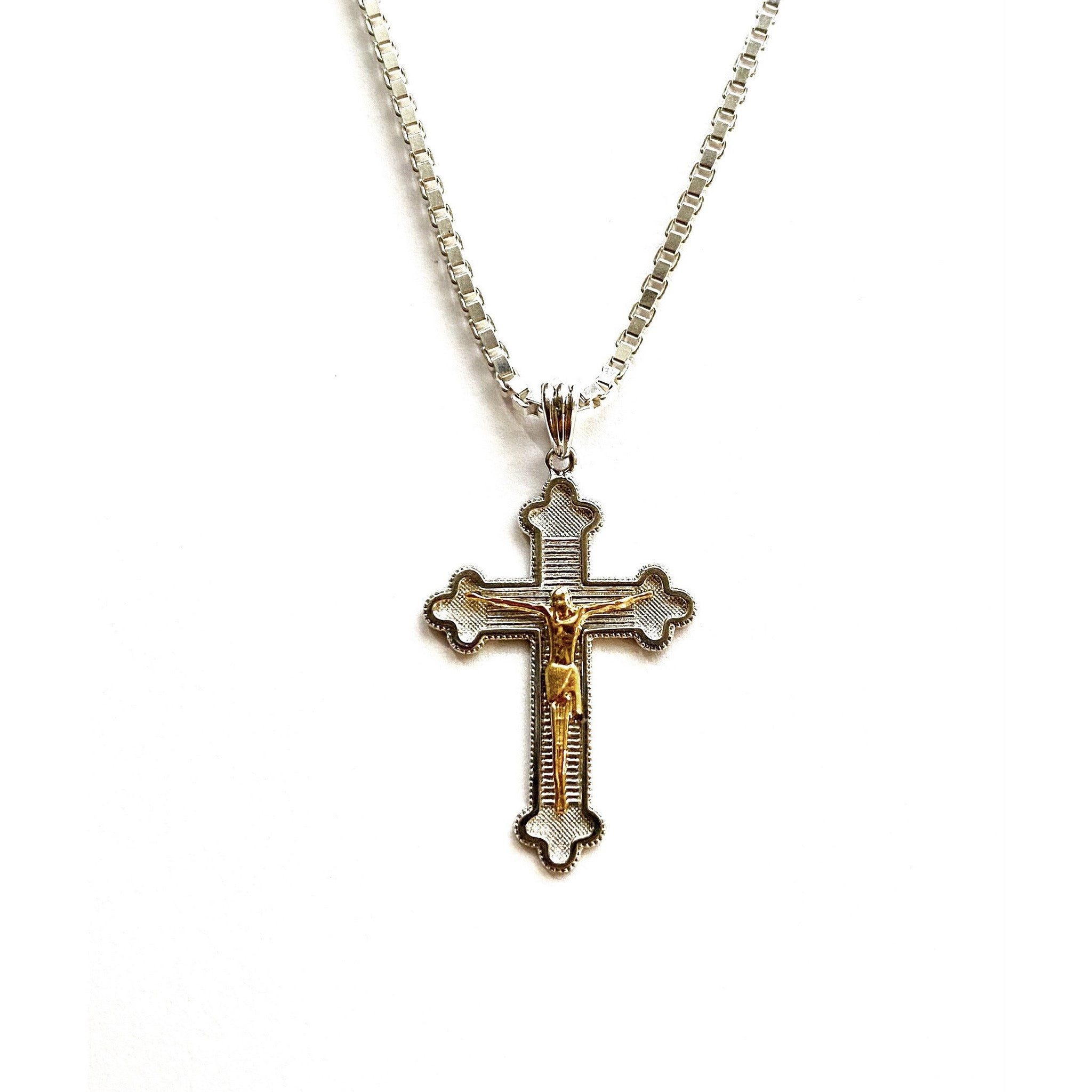 Sterling Silver 2-tone Cross